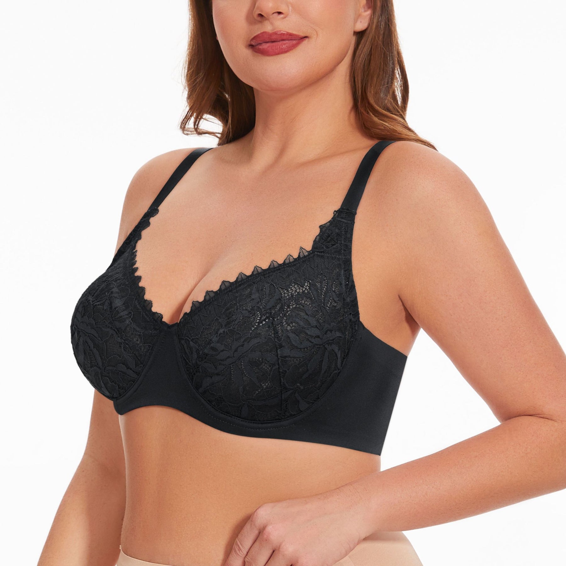 Sexy Lace Sheer Plus Size Bra Non Padded Unlined Minimizer Bras