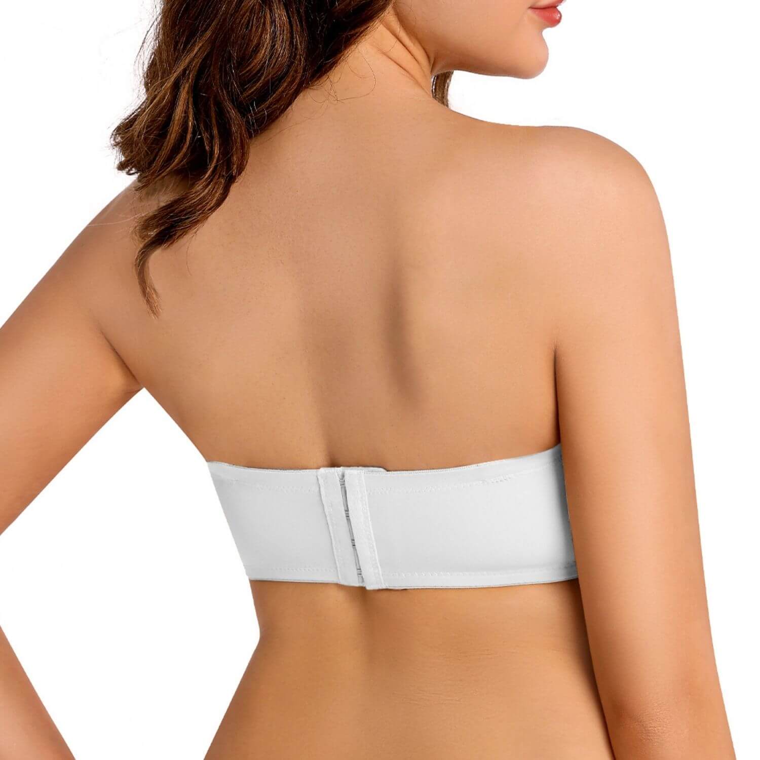 Strapless Push Up Convertible Lace Padded Plunge Bra with Clear Straps