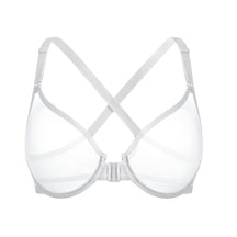 Front Closure Sheer Mesh Plus Size Underwire Unlined Bra