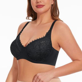 Sexy Lace Sheer Bra Non Padded Unlined Minimizer Bras for Women Plus Size