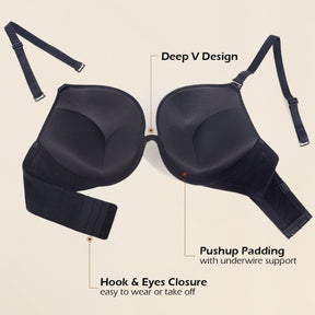 Push Up Plunge Underwire T-Shirt Bra Multiway Add Cup Up