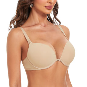 Push Up Plunge Underwire T-Shirt Bra Multiway Add Cup Up
