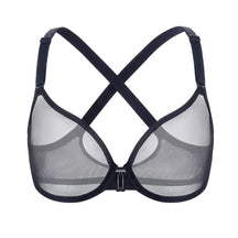 Front Closure Sheer Mesh Plus Size Underwire Unlined Bra