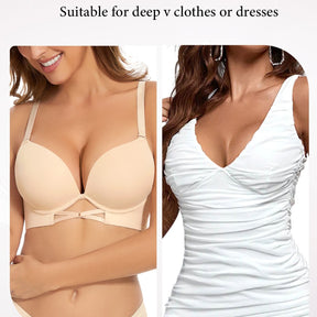 Push Up Padded Everyday Bra with Underwire Plunge Add Cup