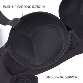 Push Up Padded Balconette Bra with Underwire Support