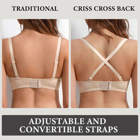 Push Up Plunge Underwire T-Shirt Bra Multiway Add Cup Up