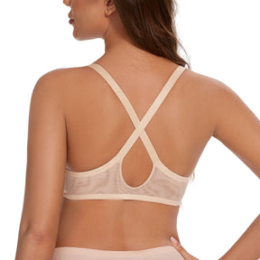 Front Closure Sheer Mesh Plus Size Underwire Unlined Bra