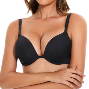 Push Up Plunge Underwire T-Shirt Bra Multiway Add Cup Up