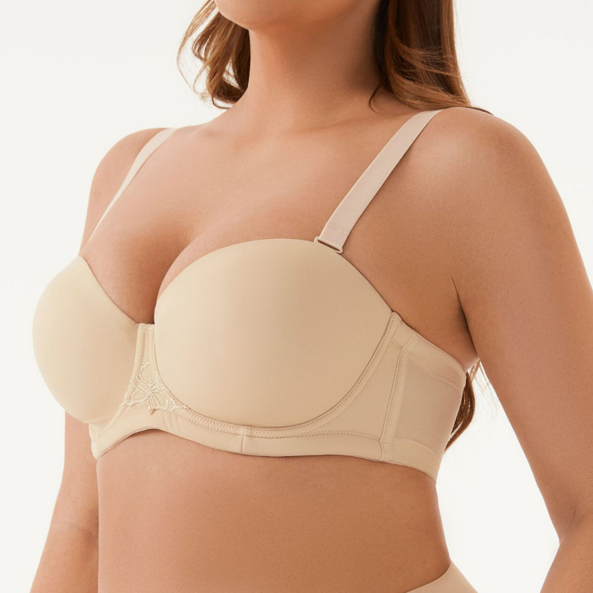 Strapless Convertible Multiway Supportive Underwire Bra With Clear Straps