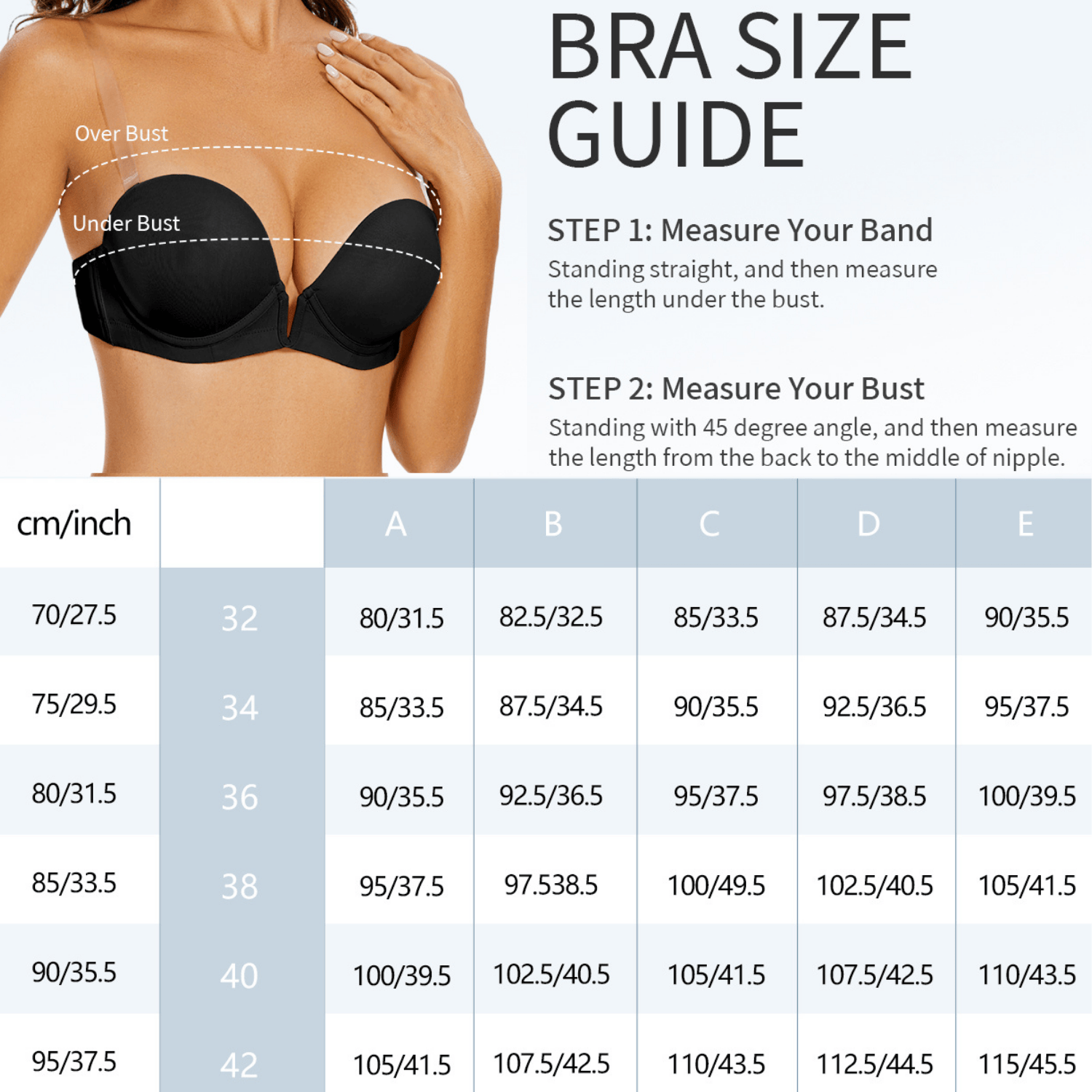 Deep V Plunge Backless Underwire Thick Padded Bra with Clear Straps