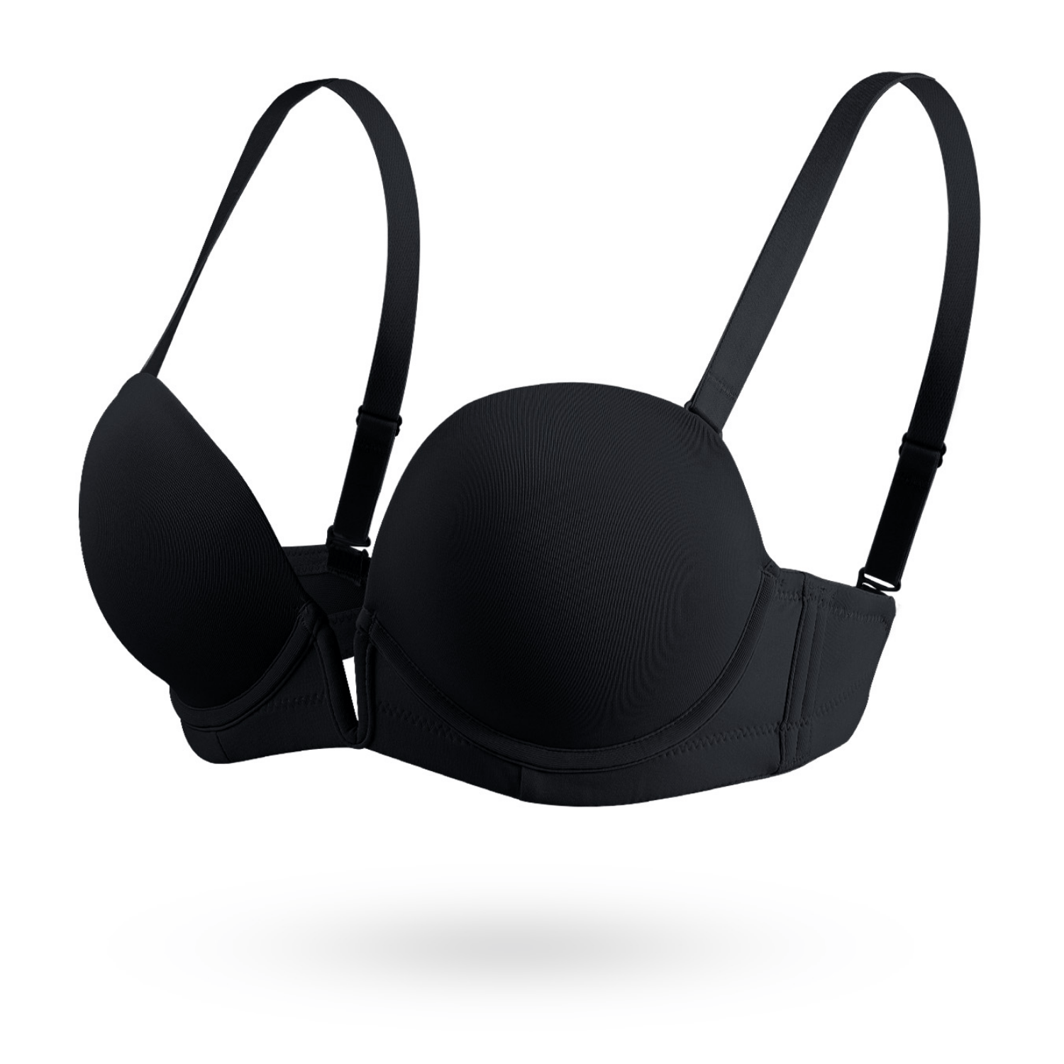 Deep V Plunge Backless Underwire Thick Padded Bra with Clear Straps