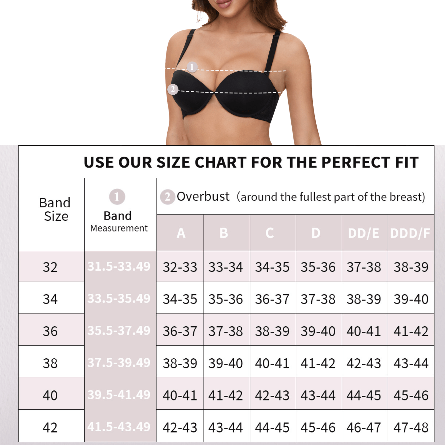 Women's Push Up Strapless Thick Pads Underwire Lace Back Bras with Clear Straps