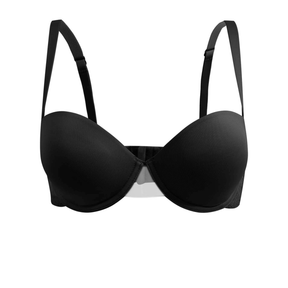 Women's Push Up Strapless Thick Pads Underwire Lace Back Bras with Clear Straps