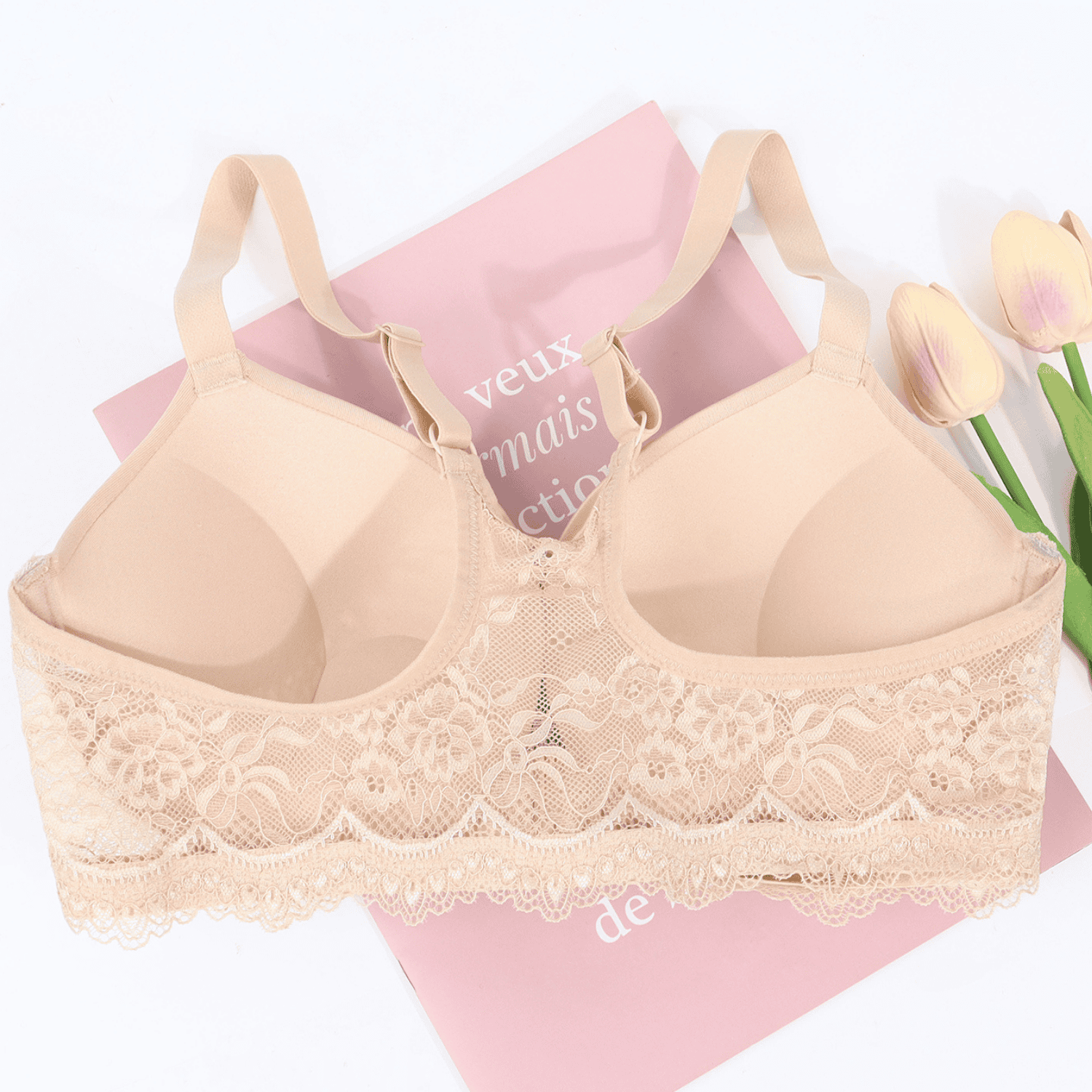 Front Closure Lace Racerback Push Up Underwire Thick Pads T-shirt Bra