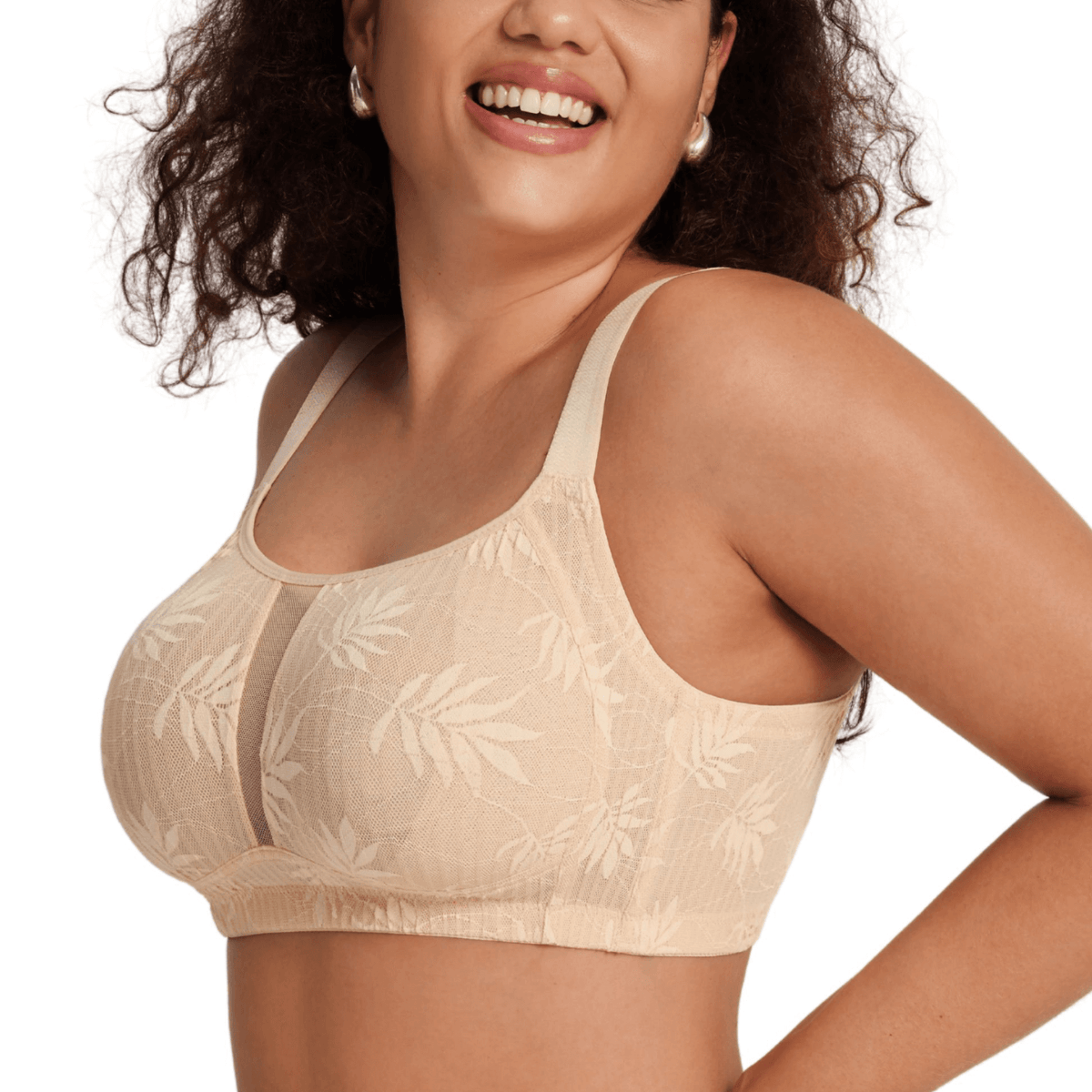 Full Coverage Unlined Wireless Sheer Mesh Bralette Plus Size Bra