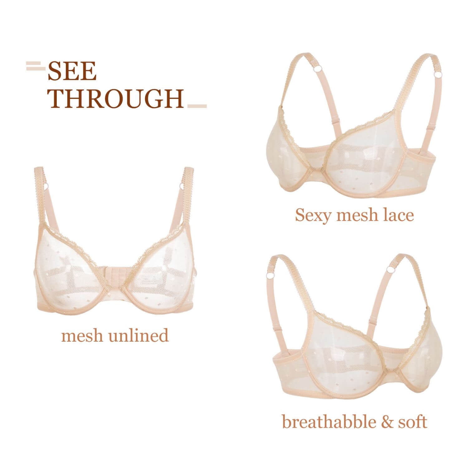 Sheer Unlined Underwire Lace bra