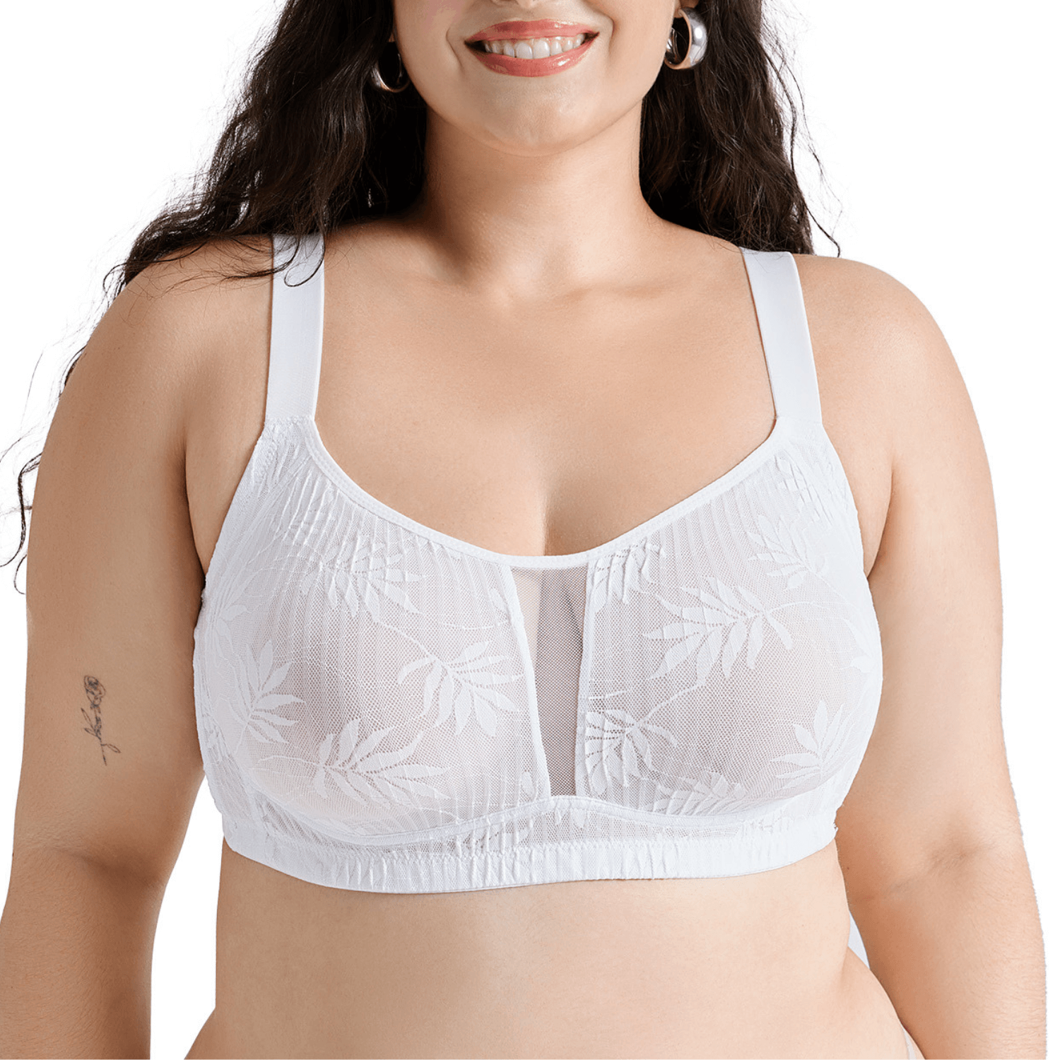 Full Coverage Unlined Wireless Sheer Mesh Bralette Plus Size Bra