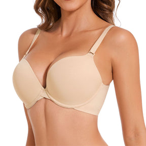 Push Up Padded Bra Seamless T-Shirt Underwire Plunge Bra Add One Cup