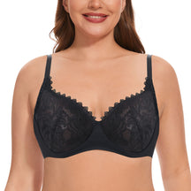 Sexy Lace Sheer Plus Size Bra Non Padded Unlined Minimizer Bras