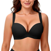 Women's Push Up  U-Back Underwire Thick Padded Bra with Wide Straps