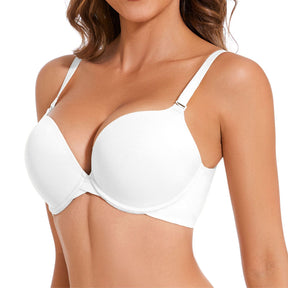 Push Up Padded Bra Seamless T-Shirt Underwire Plunge Bra Add One Cup
