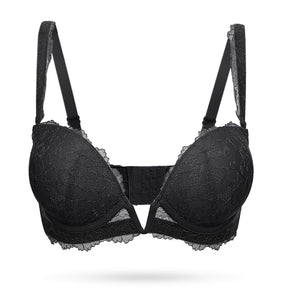 Black Deep v push up lace bra