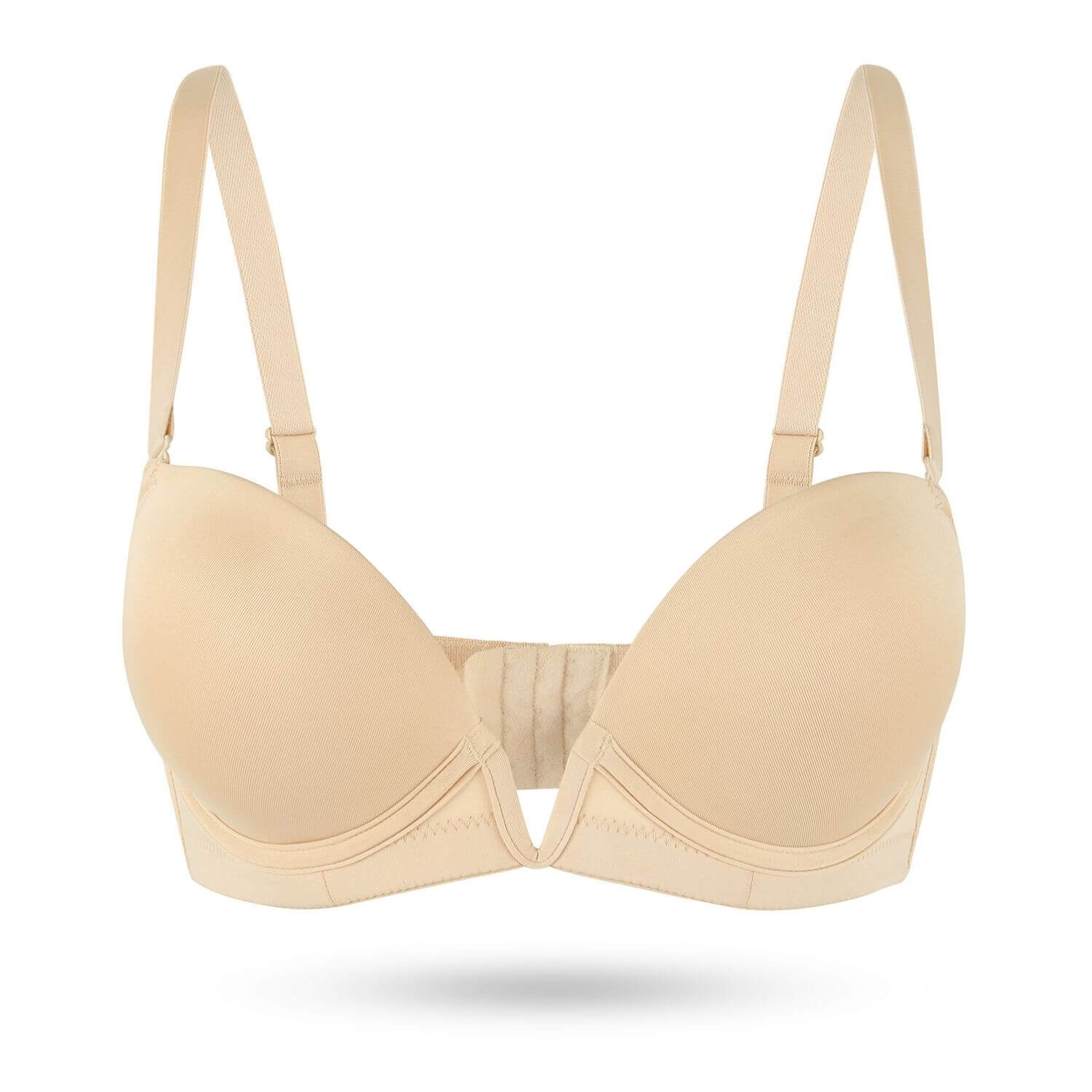 Deep v push up underwire bra