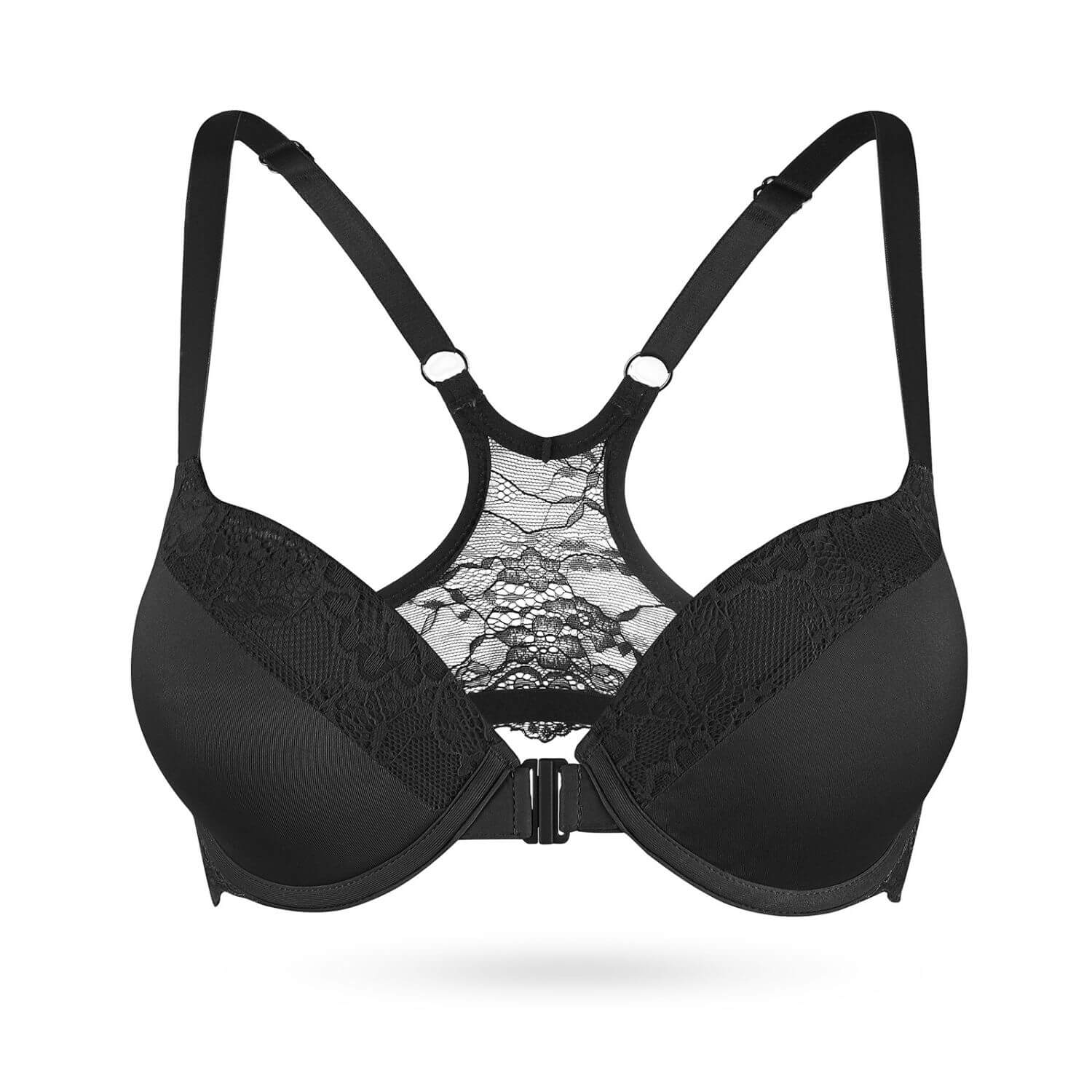 front closure supportive racerback plunge bra