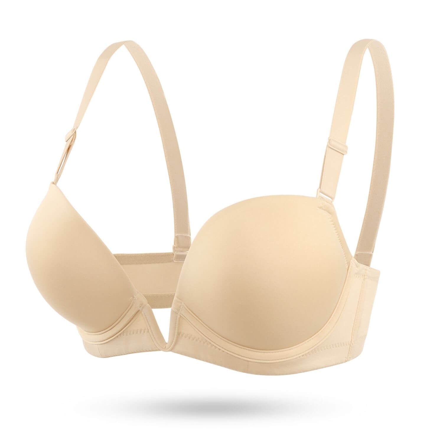 Deep Plunge Strapless Bra Beige