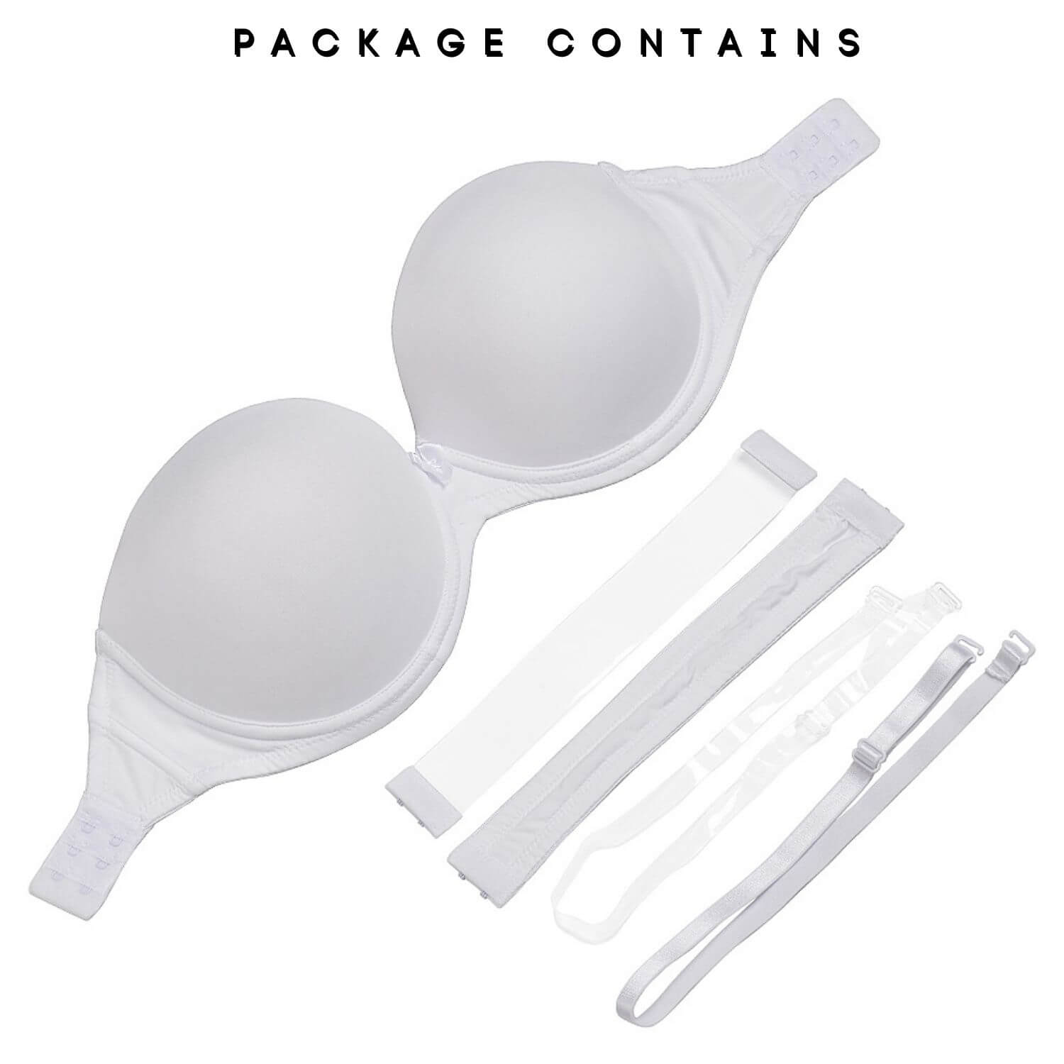 strapless clear back multiway bra package contains