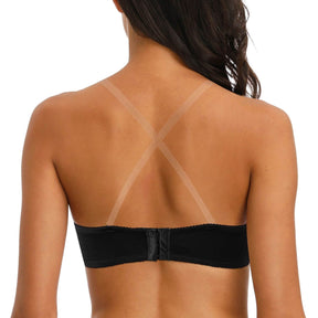 back black strapless push up underwire bra