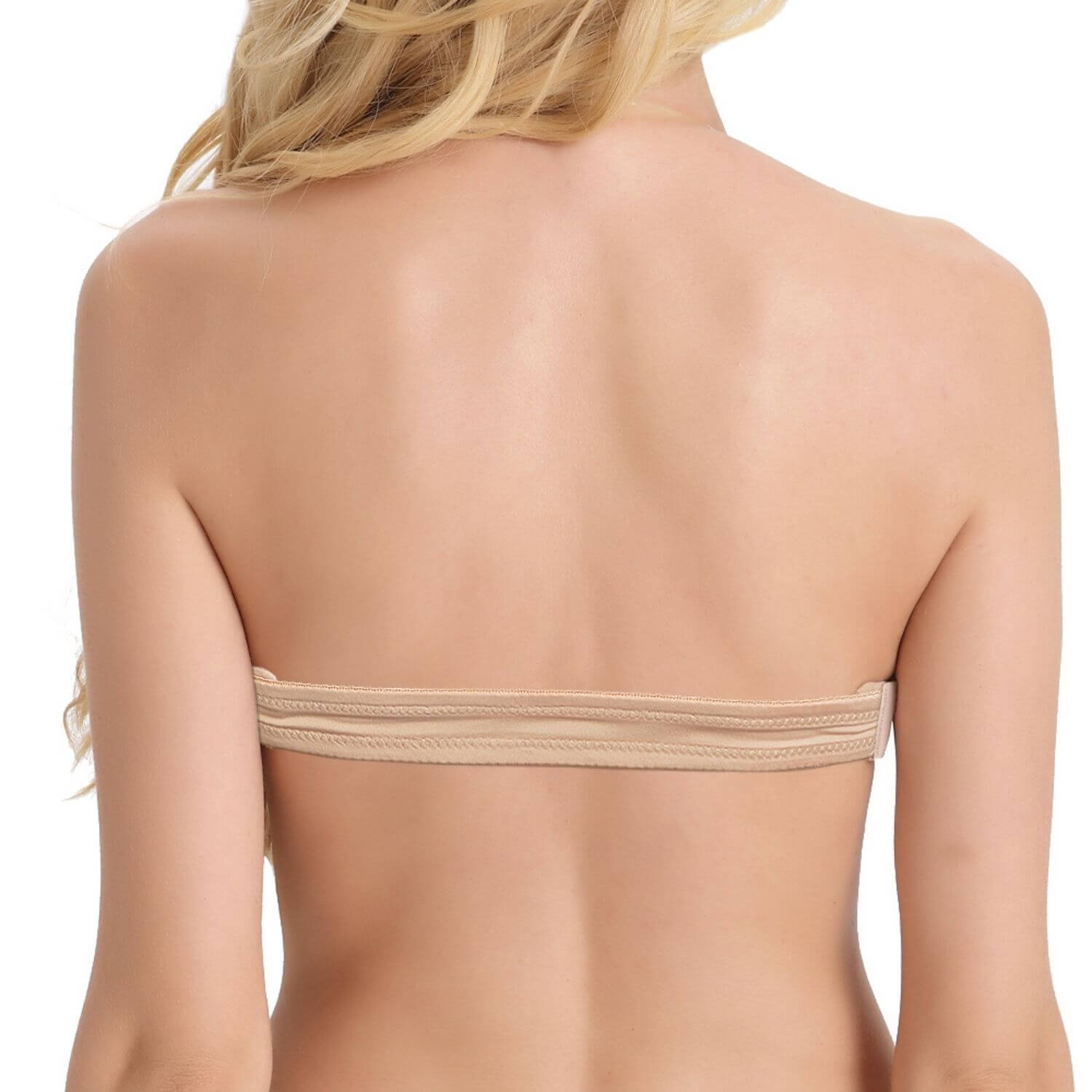 back of beige strapless clear back multiway bra
