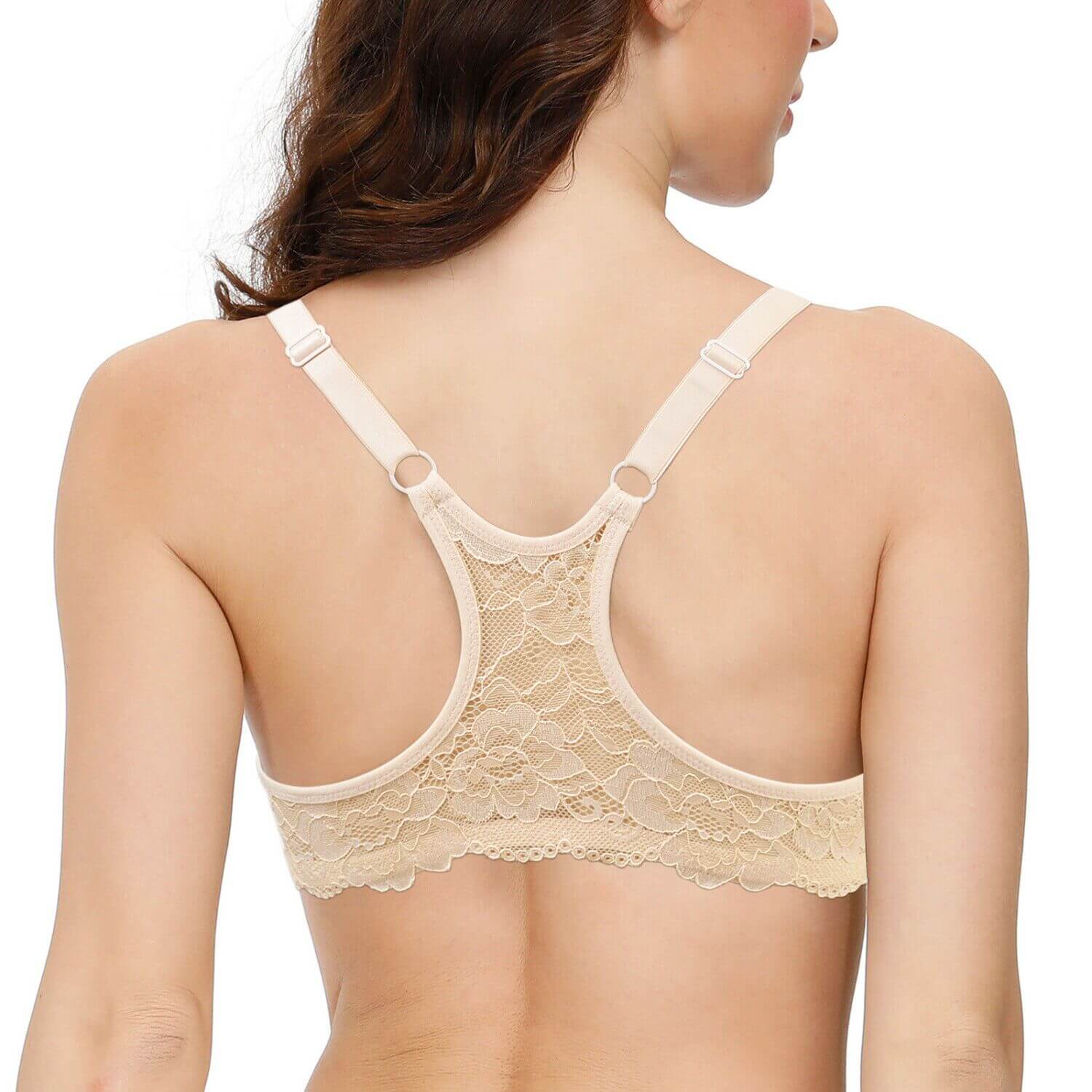 back of nude racerback front closure push up bra