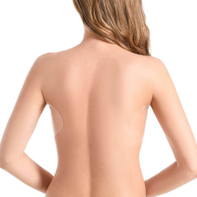 back of strapless wireless clear back bra