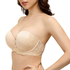 beige-strapless backless push up lace convertible bra