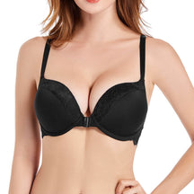 black front closure supportive racerback plunge bra