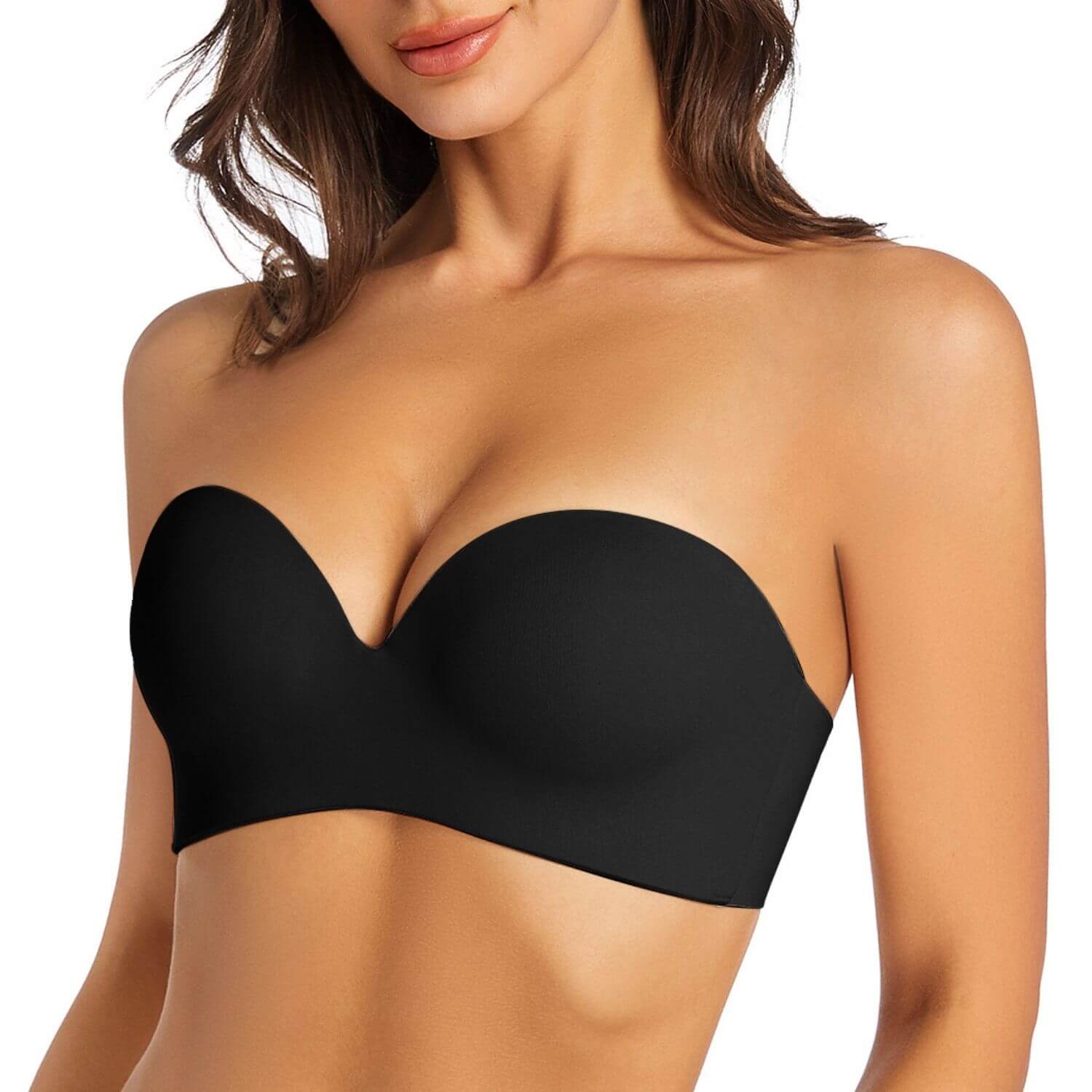 Strapless Push Up Seamless Wireless Bra with Clear Straps