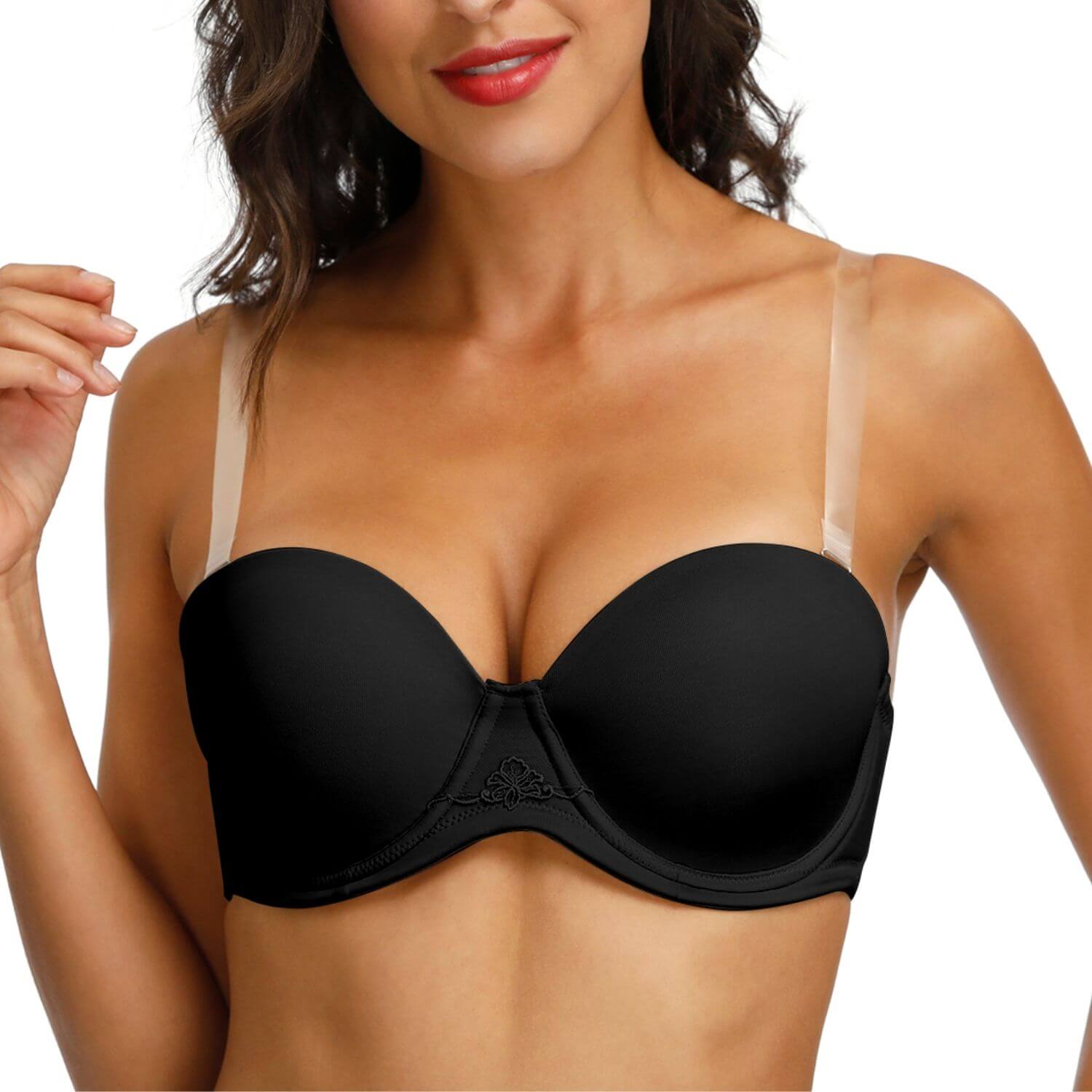 black strapless multiway solid supportive bra