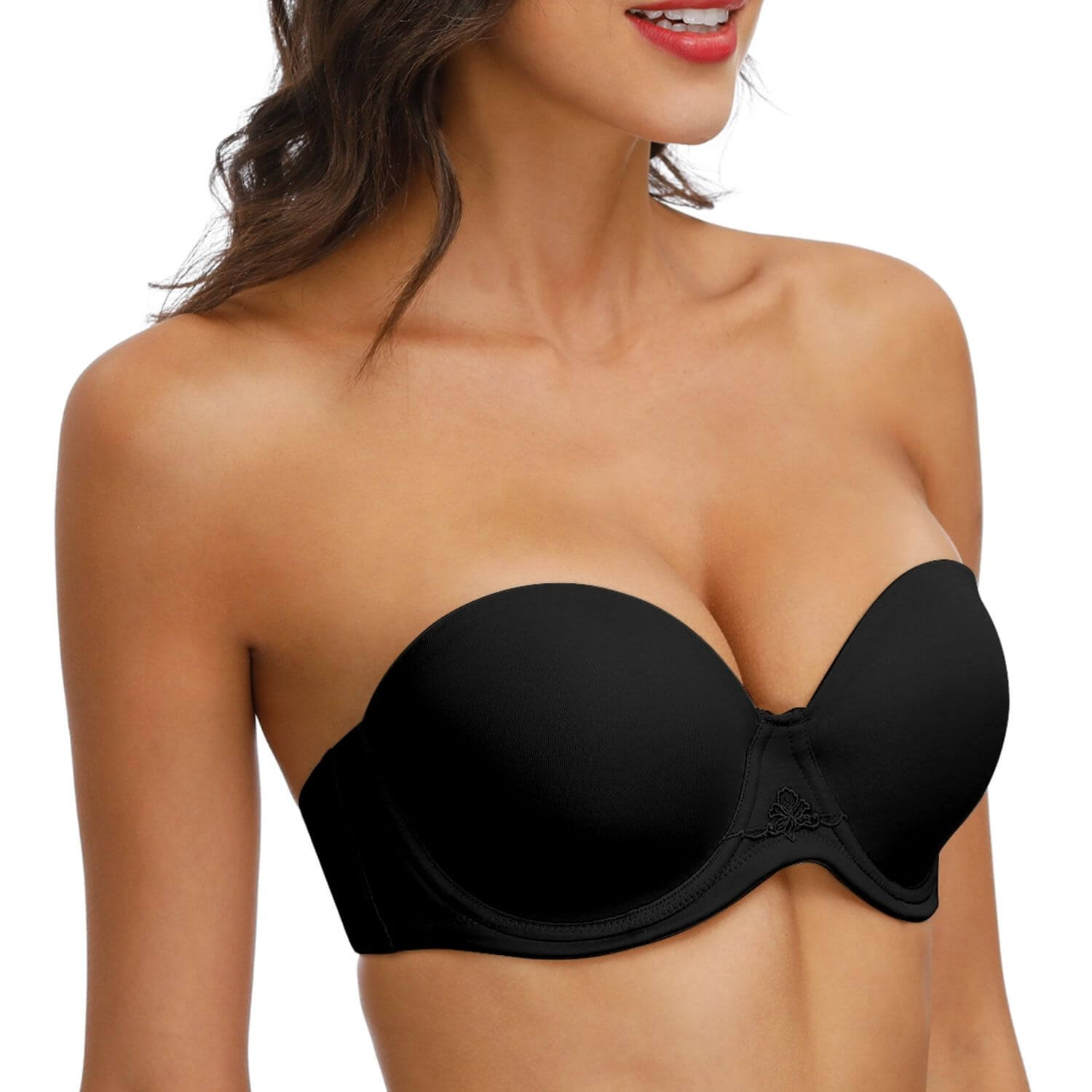 black strapless multiway underwire push up bra