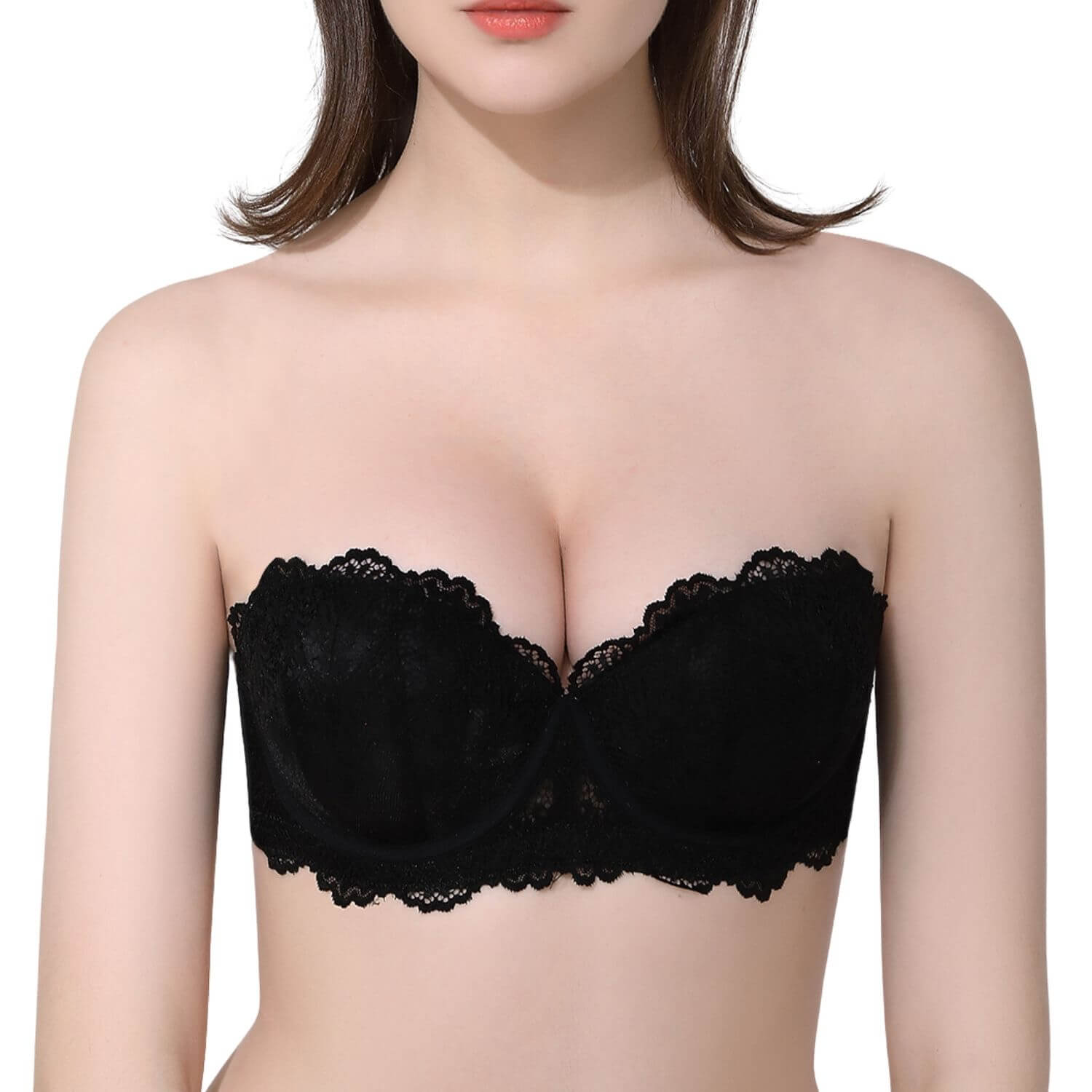 Strapless Push Up Convertible Multiway Padded Lace Coverage Bra