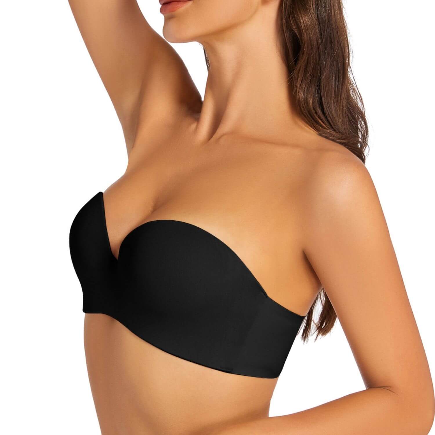 black strapless seamless push up bra