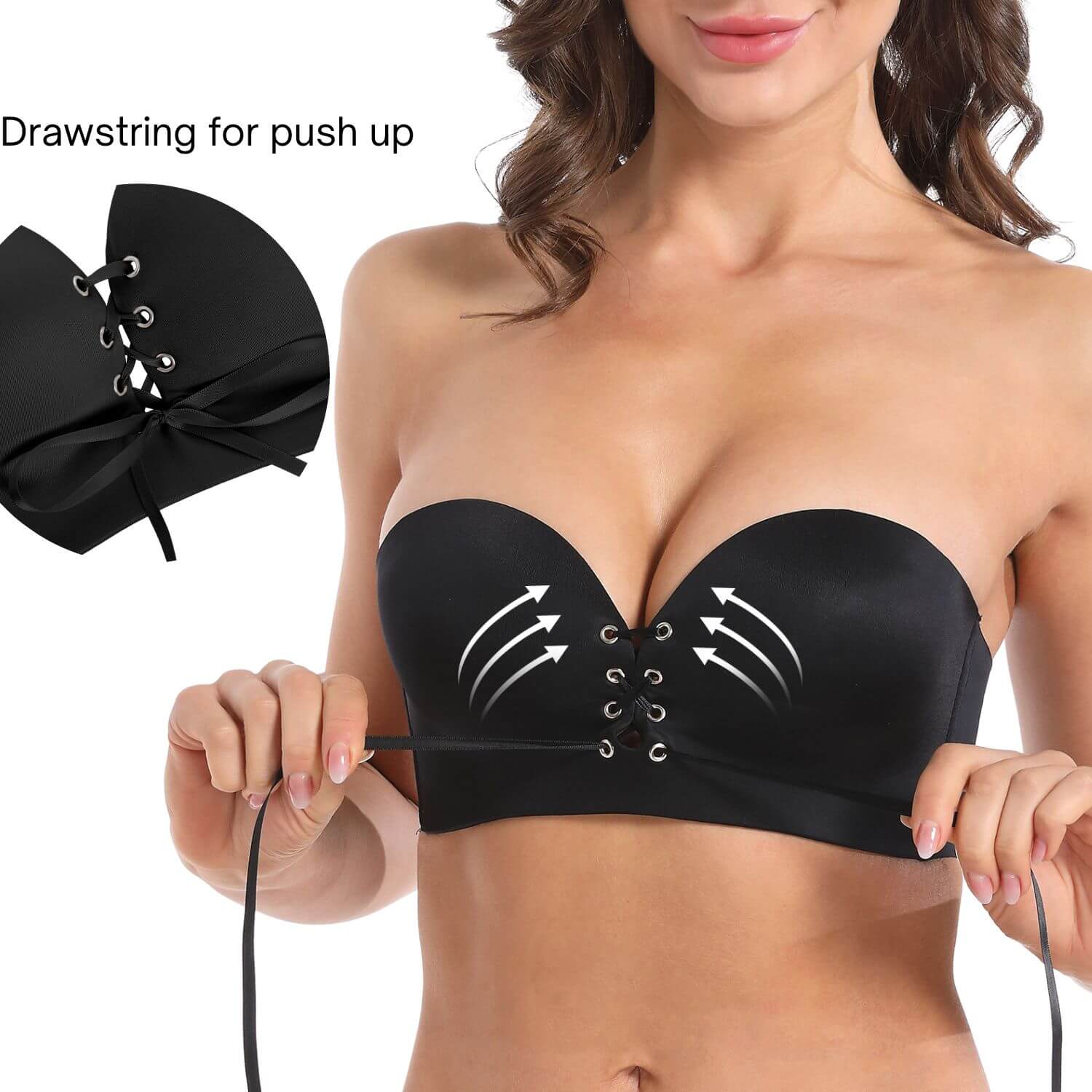 drawstring push up bra