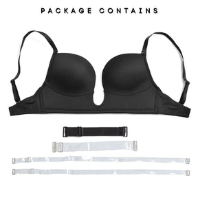 low cut plunge back bra with some accessories