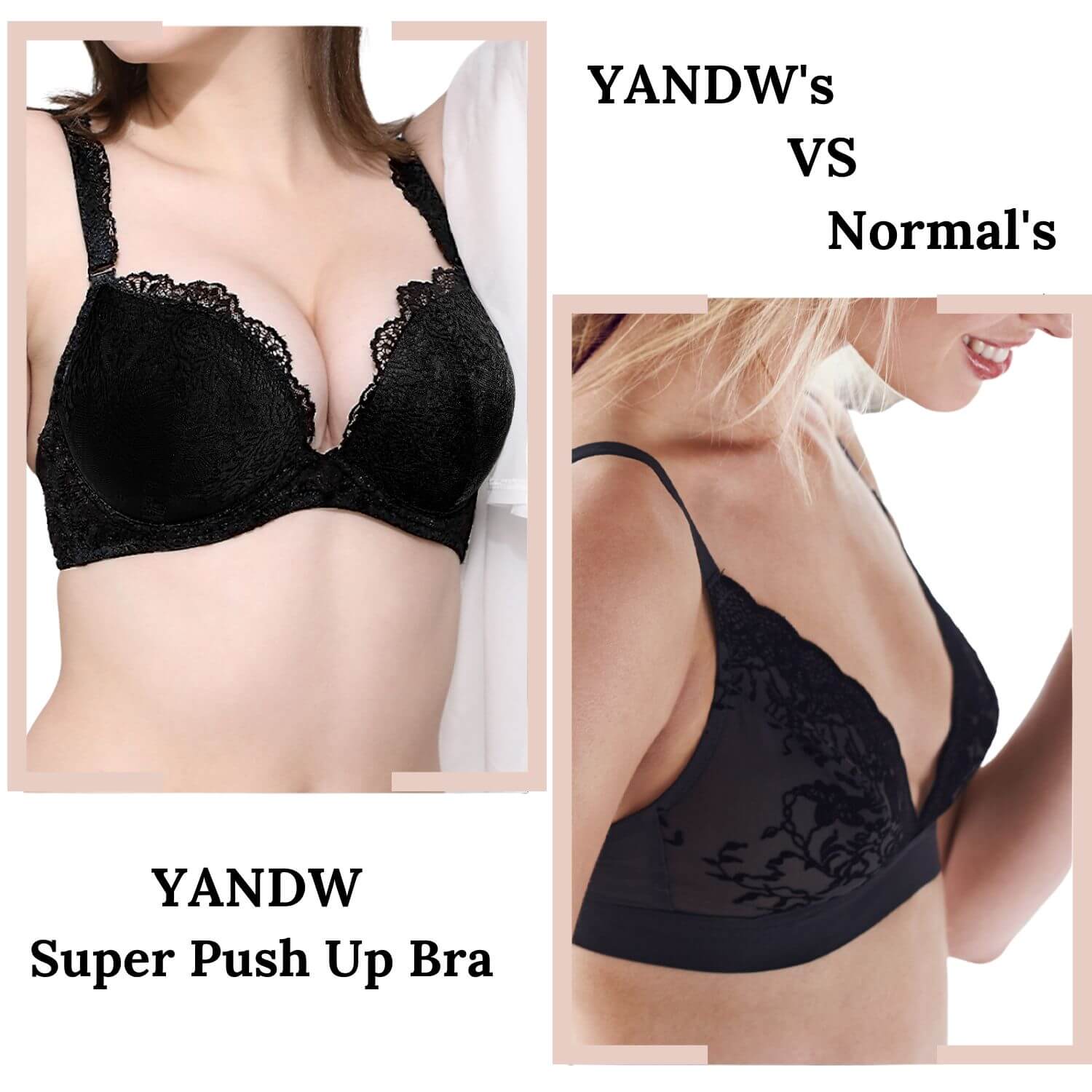 Super Push Up Deep V Lace Bra Add Two Cup