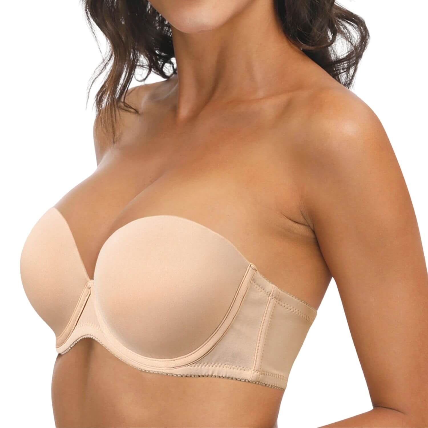 Women's Push Up Strapless Thick Padded Convertible Multiway Bra Underwire  Supportive Bra with Detachable Clear Straps