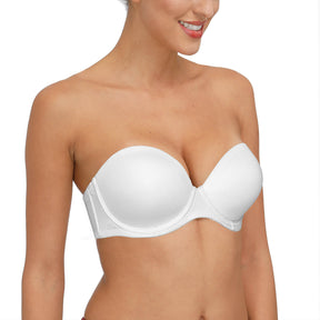 women with white strapless clear back bra-1