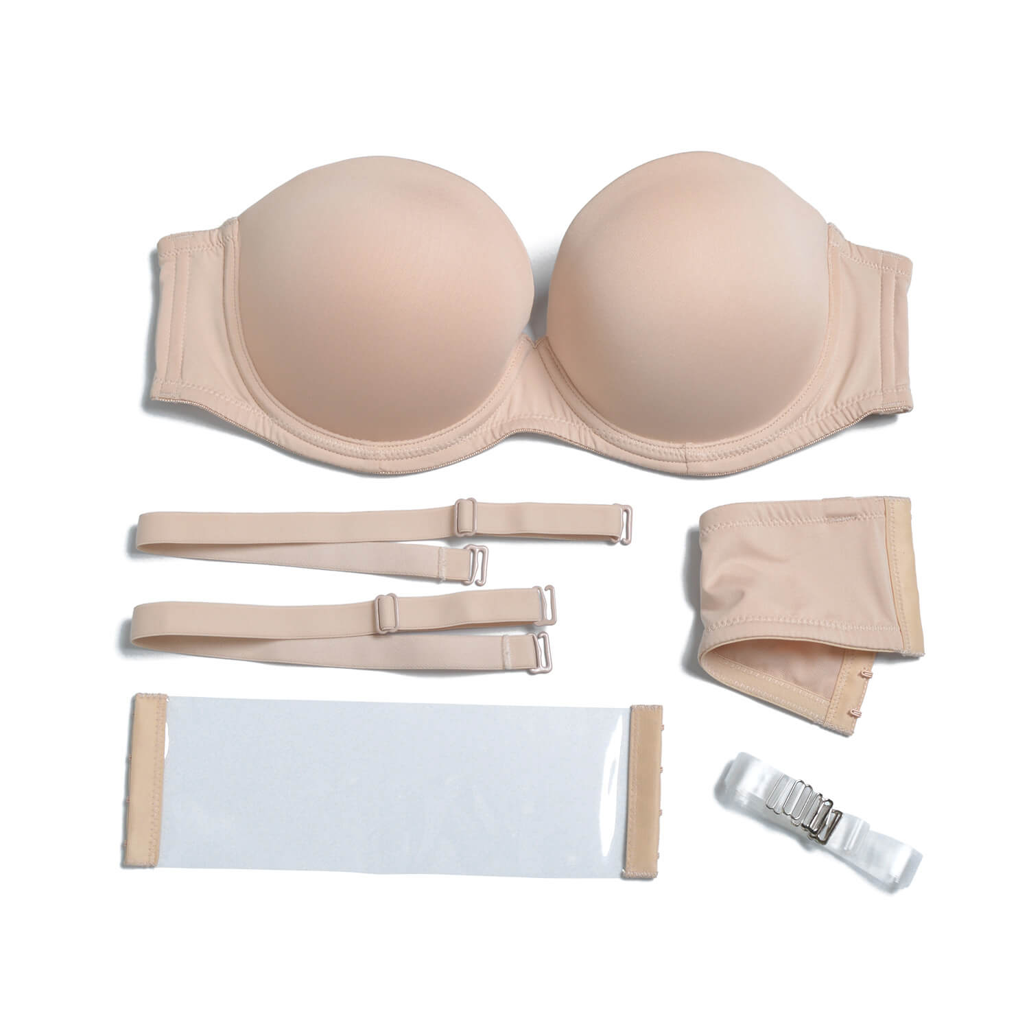 strapless clear back bra with some accessories