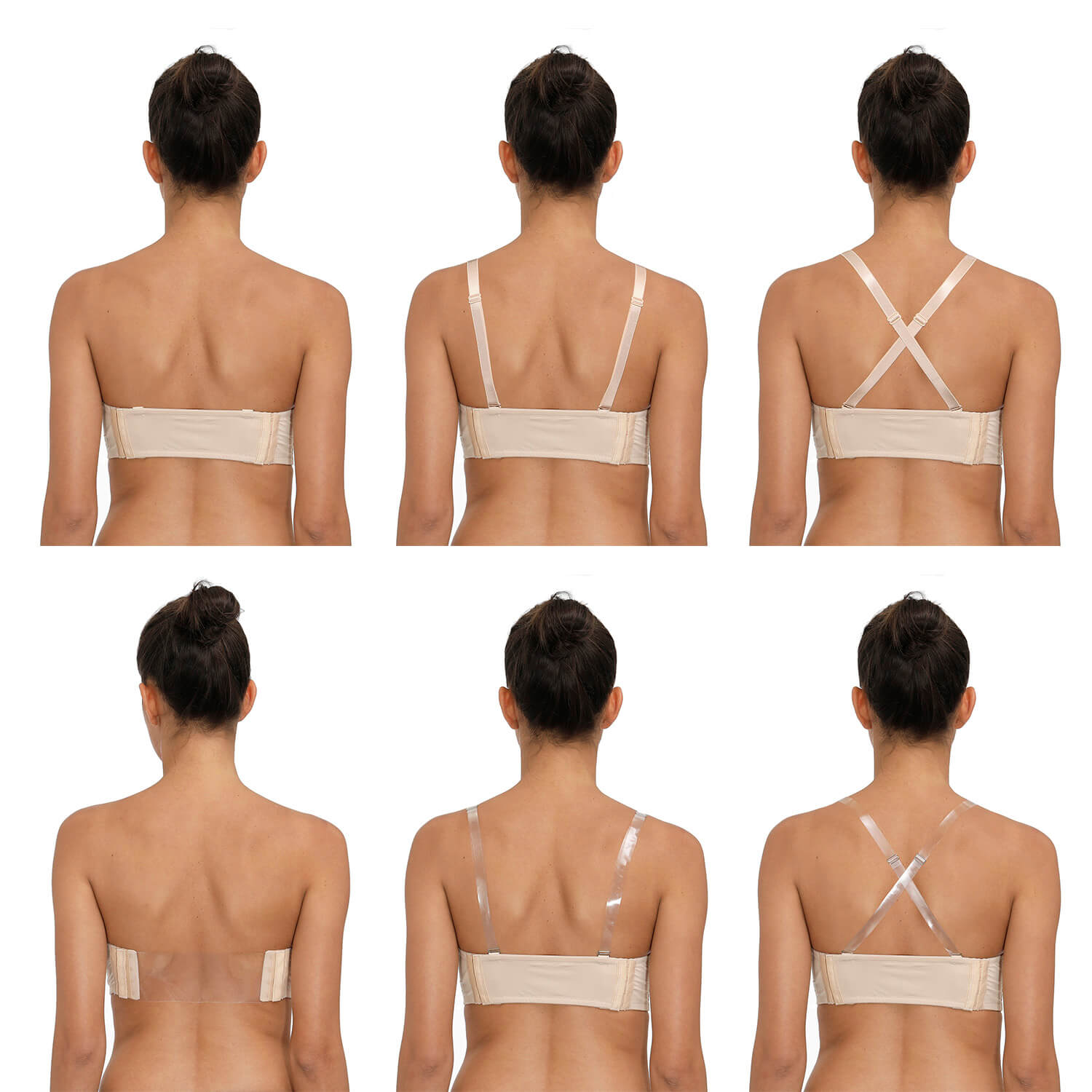 multiway strapless clear back bra