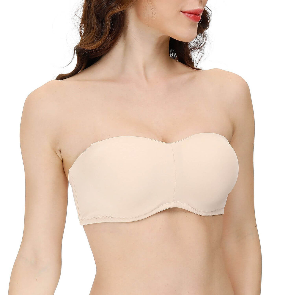 woman with strapless convertible bandeau bra