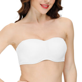 woman with white strapless multiway bandeau bra